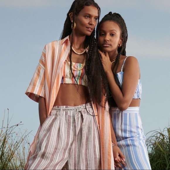 NWOT H&M X Lemlem Striped Lyocell Linen Blend Crop Top Size Large - Picture 8 of 8